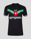Front view of black FC Twente third shirt for women with green chevron and club crest