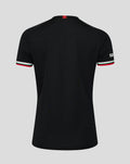 Back view of black FC Twente third shirt for women with red neck tab and tricolor sleeve cuffs