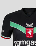 Black women's FC Twente third shirt with a green diagonal chevron and red FC Twente crest on the chest