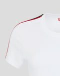 White FC Twente women's classic cotton T shirt with a red black stripe along the shoulder