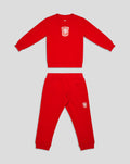Red FC Twente kids sweater and matching joggers set with white crest logos