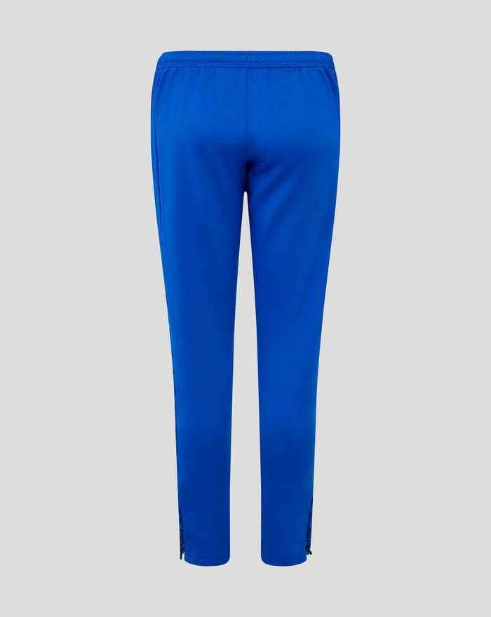 Back view of blue FC Twente junior training pants with elastic waistband.
