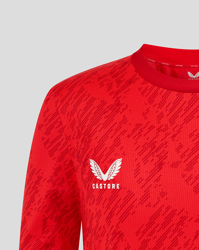 Front view of red FC Twente matchday T-shirt with Castore logo and team crest on the chest.