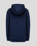 Navy FC Twente Travel Overhead Hoody junior seen from the back with hood and minimal design.