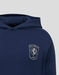Front view of navy FC Twente Travel Overhead Hoody junior with a crest on the left chest.