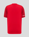 Back view of FC Twente home shirt 25/26 junior red with plain back and white trimmed collar
