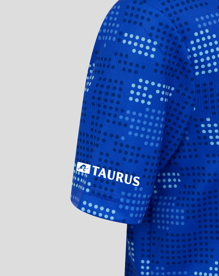 Lower chest and sleeve of FC Twente jersey with dotted pattern and Taurus sponsor visible
