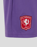 Purple FC Twente junior goalkeeper shorts with embroidered club crest on the side