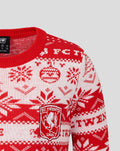 Junior FC Twente Christmas sweater in red and white with crest detail and festive patterns
