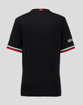 Back view of FC Twente third shirt 25/26 junior black jersey with red neck tab and tricolor sleeve cuffs