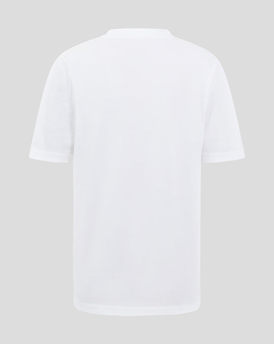Back view of plain white FC Twente core logo T shirt for juniors