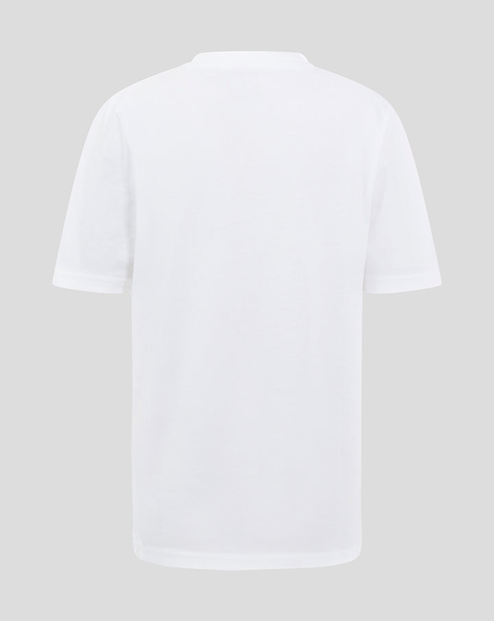 Back view of plain white FC Twente core logo T shirt for juniors