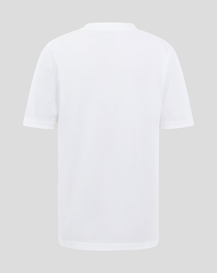 Back view of plain white FC Twente core logo T shirt for juniors
