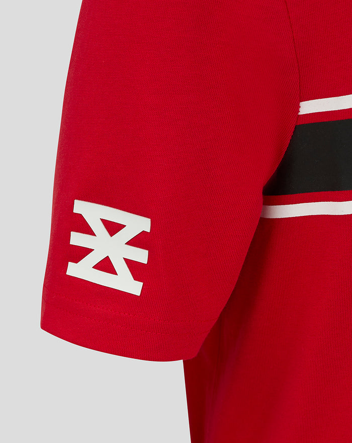 Red FC Twente Classic Junior T-shirt sleeve with white emblem and striped detail