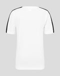 Back view of FC Twente junior white cotton T-shirt with black shoulder stripes