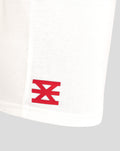 White FC Twente junior T-shirt back view with textured fabric and red crest badge near the hem.