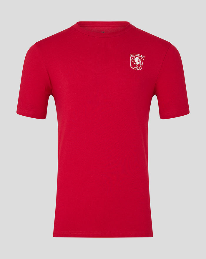 Red FC Twente Core Crest T shirt with small crest on the left chest