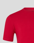 Shoulder close up of red FC Twente Core Crest T-Shirt showing neckline seam
