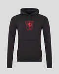 Front view of black FC Twente Core hoodie with red crest on chest