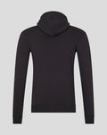 Back view of black FC Twente Core hoodie with hood up