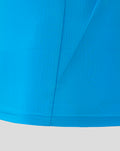 Close-up of bright blue fabric with seam detailing from the FC Twente performance tee