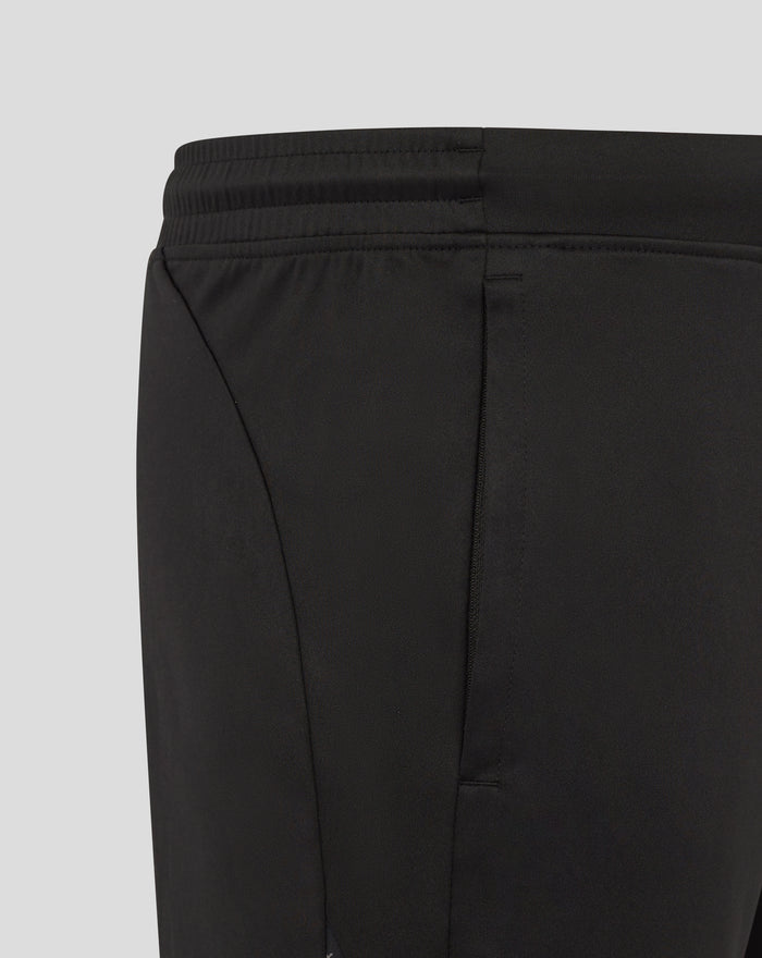 Close up of the black FC Twente performance shorts waistband with elastic band and stitching