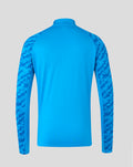 Back view of blue FC Twente midlayer top with patterned sleeves