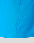 Lower front view of the blue FC Twente midlayer top showing panel stitching and hem detail