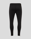 Back view of black FC Twente men's performance pants with a red club crest on the lower leg.
