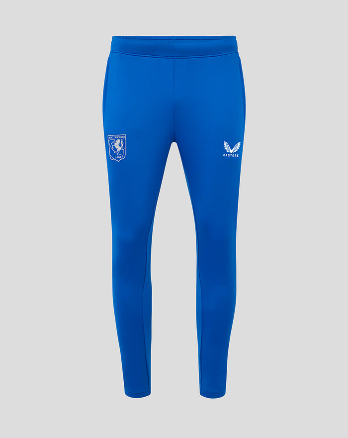 Marineblauwe FC Twente performance broek voor heren met clubwapen links en Castore logo rechts