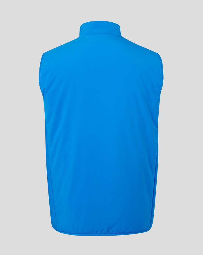 Rear view of the blue FC Twente performance gilet featuring a high collar and clean back.