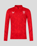 Red FC Twente Matchday Midlayer Top front view with abstract black pattern and team crest