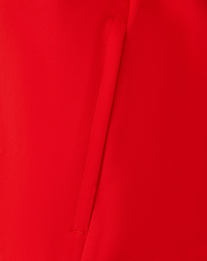 Close up of a red FC Twente Matchday jacket pocket seam