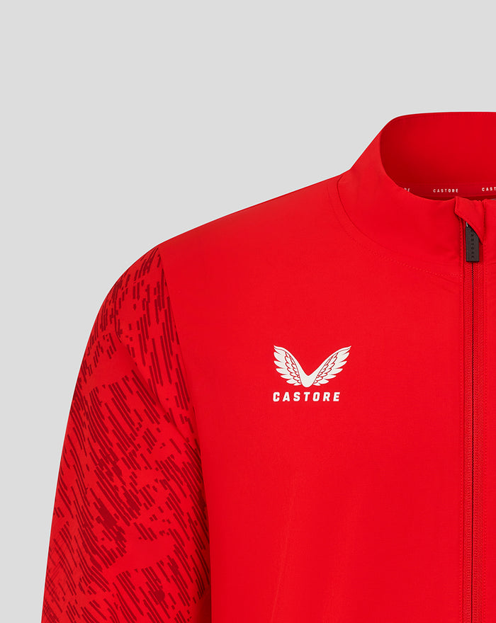 Red FC Twente Matchday jacket chest area featuring the white crest and Castore branding on the front