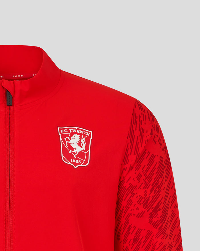 Red FC Twente Matchday jacket with a white crest on the left chest and a full length zipper