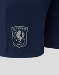 Close-up of the FC Twente crest on the navy Travel Knit Short.