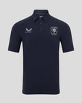 Navy FC Twente travel polo with crest on left chest and Castore logo on right