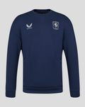 Navy FC Twente travel crewneck sweater with front Castore logo and club crest.