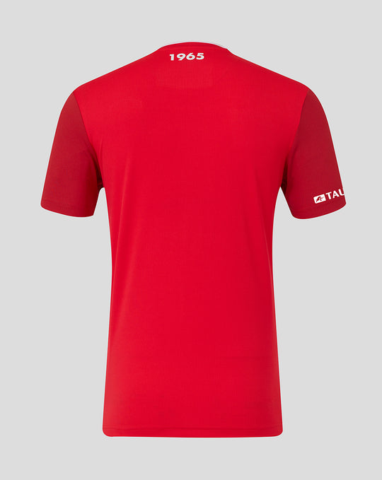 Back view of men's FC Twente home shirt 25/26 in red with 1965 at the neckline.