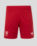 Red FC Twente home shorts 25/26 for men with elastic waistband and team crest on the left leg
