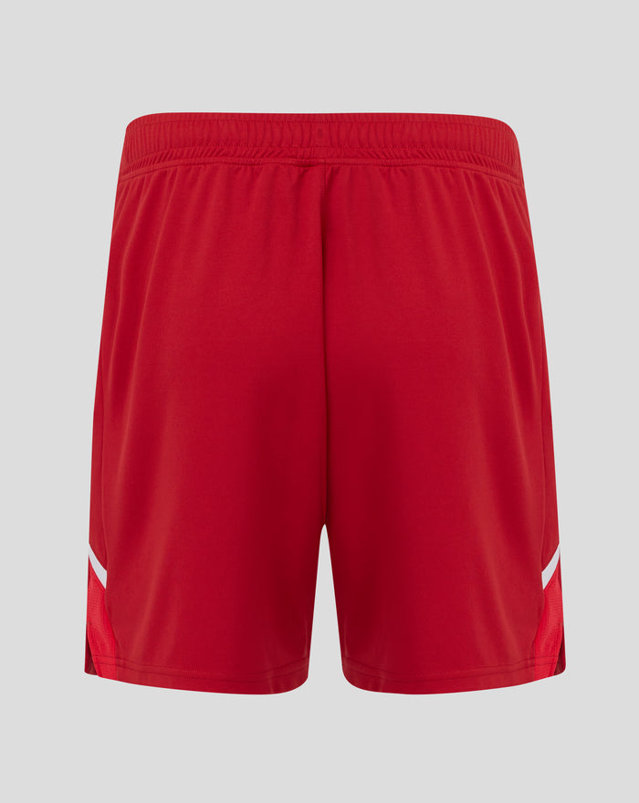 Red FC Twente home shorts 25/26 with crest on left leg and Castore logo on the right, white stripe accents