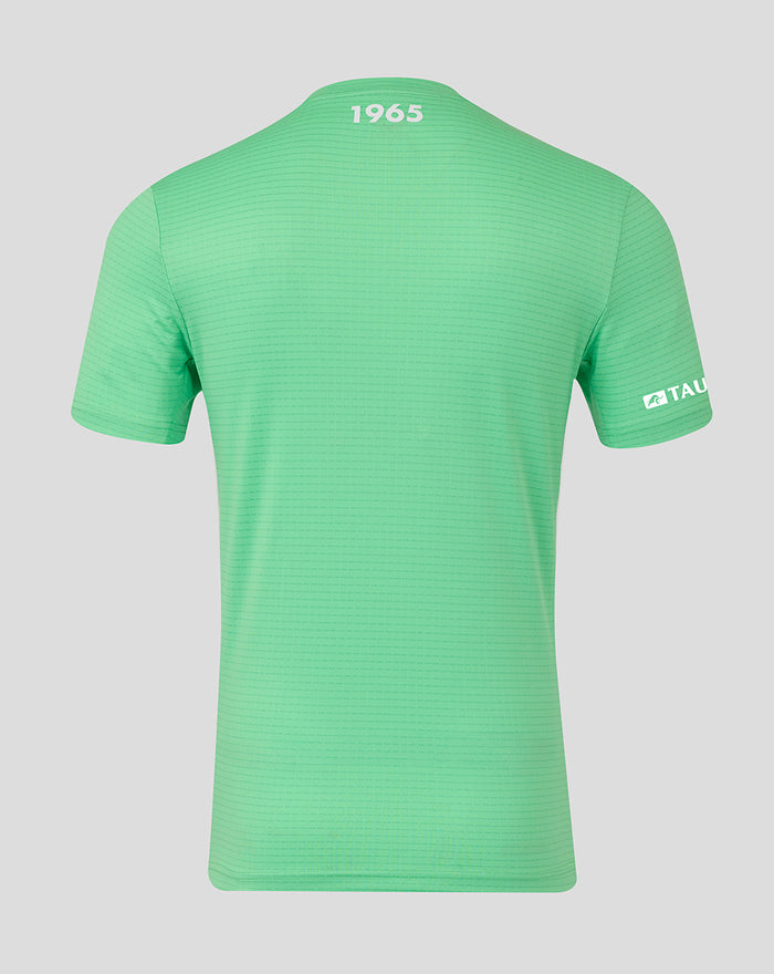 Back view of green FC Twente Keepershirt 25/26 for men with 1965 at the neckline and subtle pattern.
