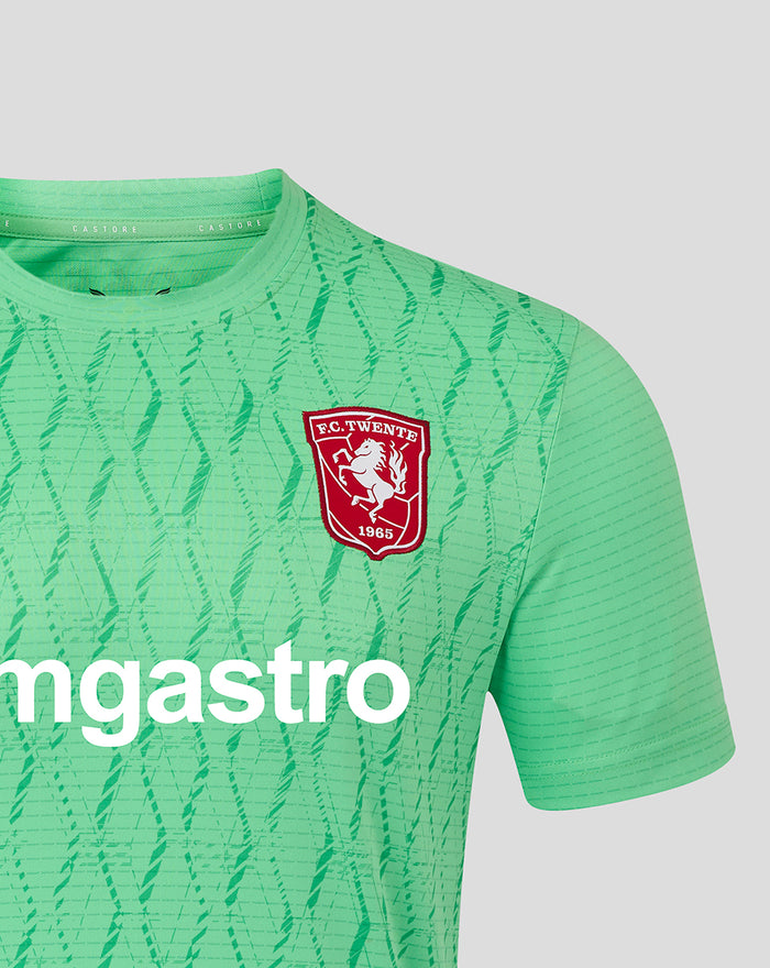 Lichtgroen FC Twente keepershirt voor mannen met grafisch patroon en borstclubbadge.