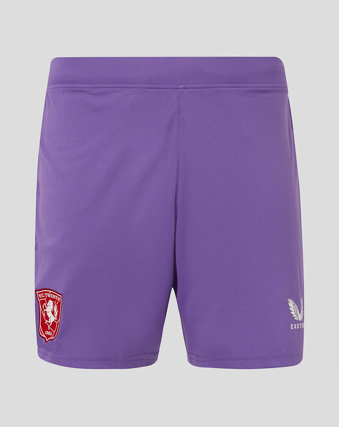 Purple keeper shorts with FC Twente crest on the left leg and Castore logo on the right