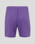 Back view of purple FC Twente keeper shorts with elastic waistband and crest on the right leg.