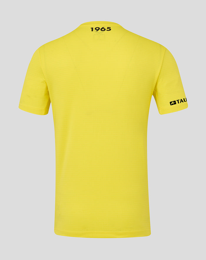 Back view of yellow FC Twente keeper shirt showing 1965 at the neck and a sponsor logo on the sleeve