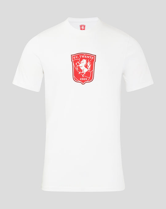 White FC Twente core logo T shirt for men with red crest on the chest