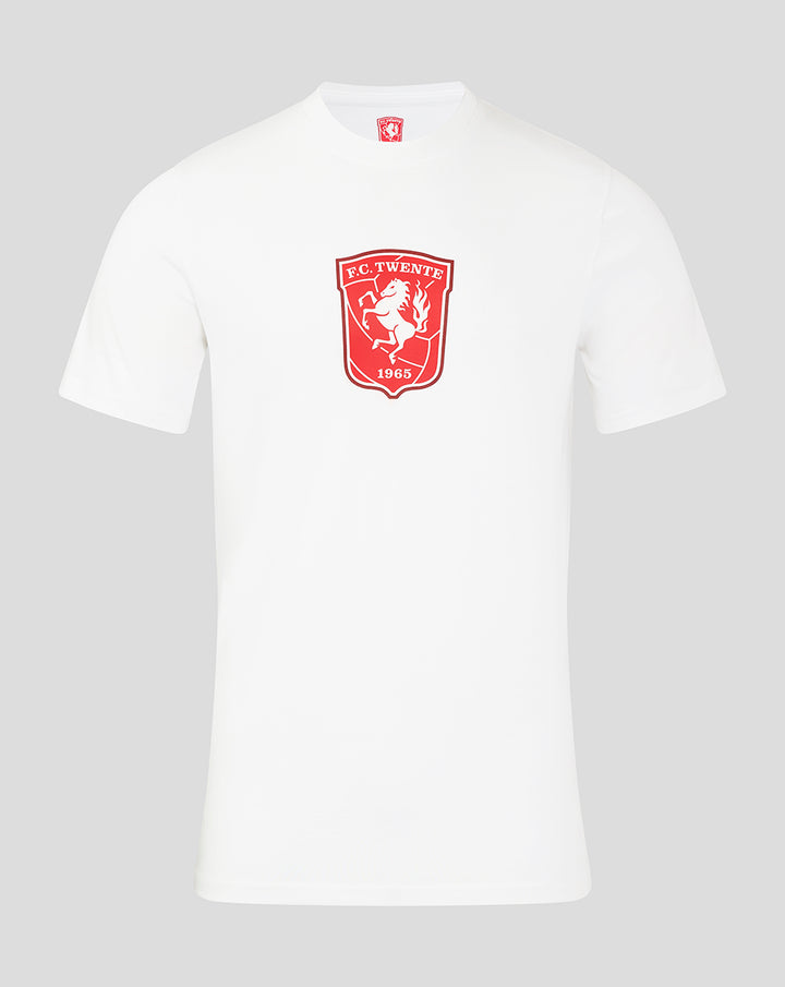 White FC Twente core logo T shirt for men with red crest on the chest