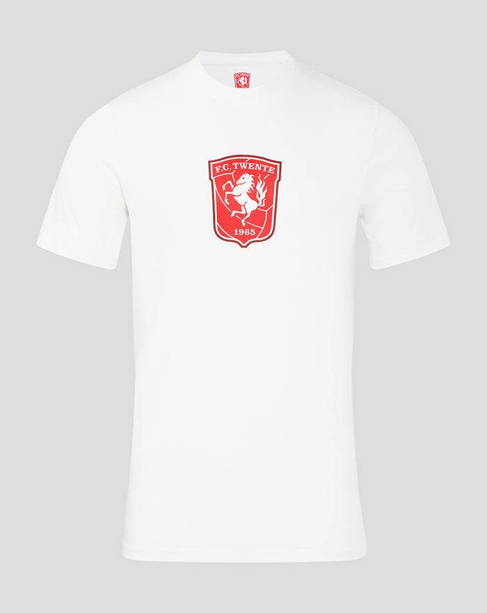 White FC Twente core logo T shirt for men with red crest on the chest