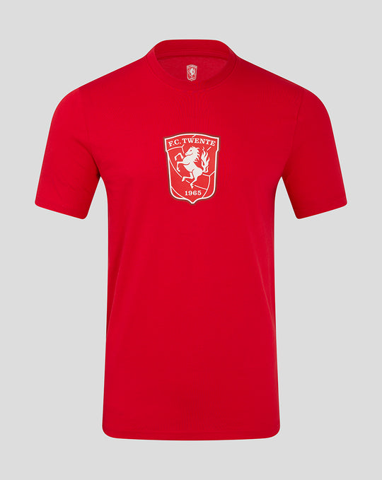 Front view of red FC Twente core logo T-shirt with white crest on chest